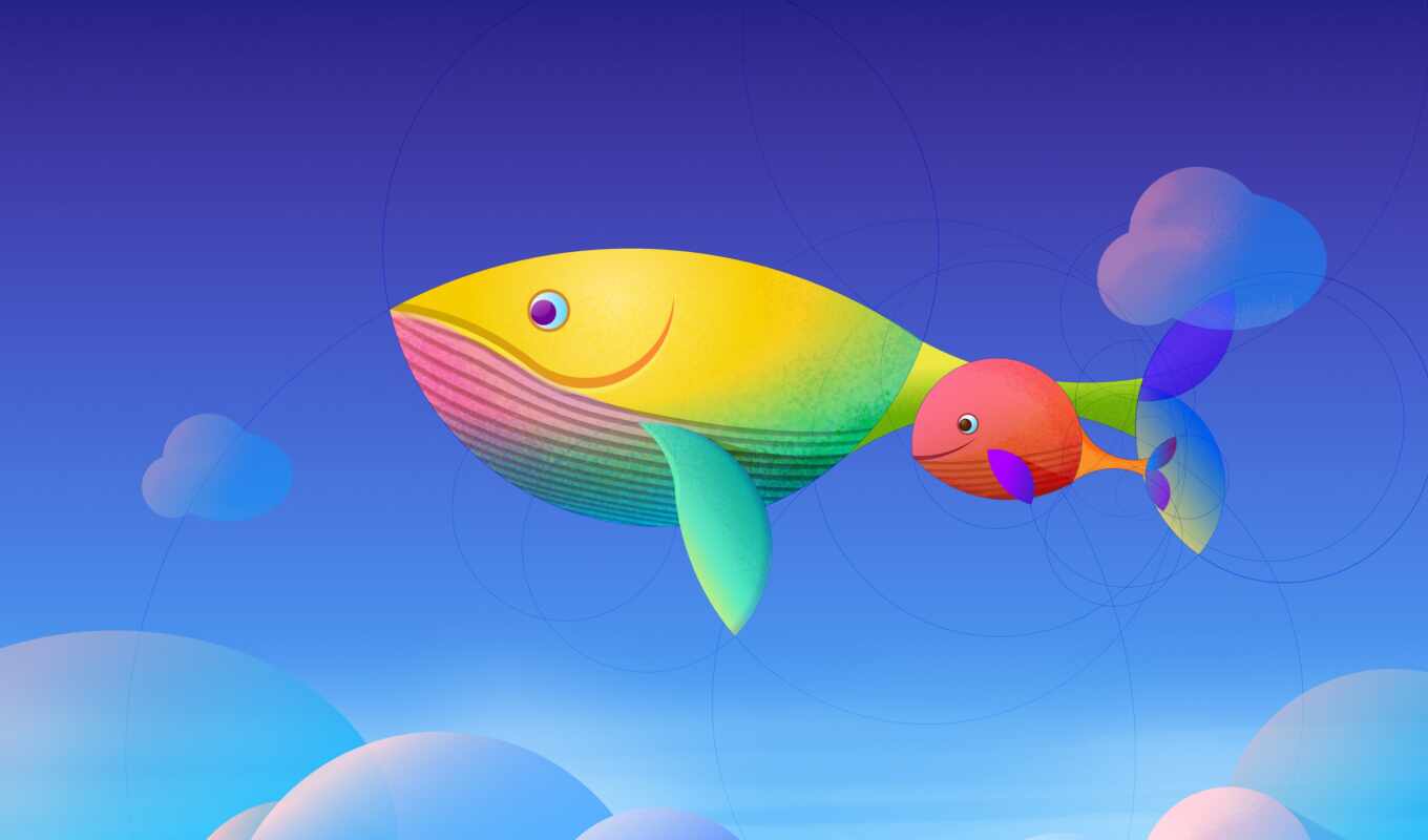 art, красочные, fish, кит
