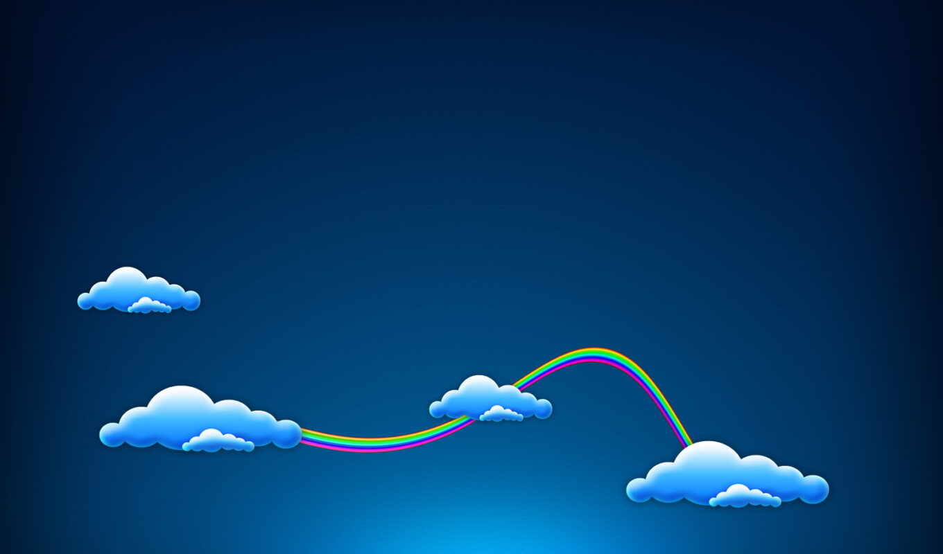 blue, picture, rainbow, minimalism, cloud