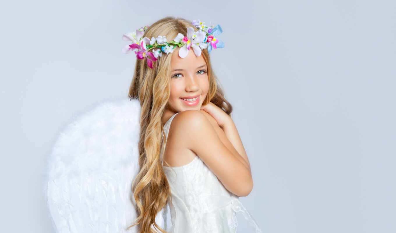девушка, волосы, ангела, крыло, decoration