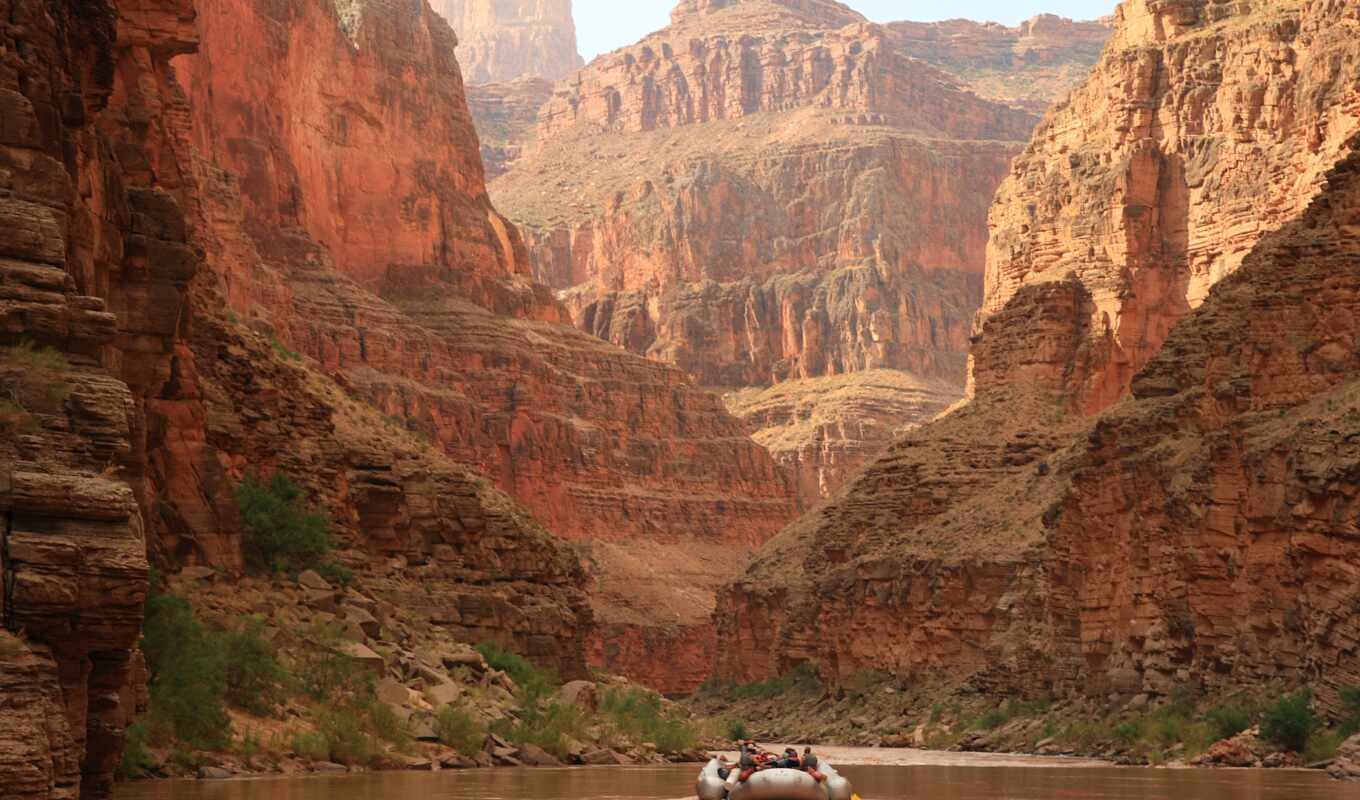 природа, grand, park, река, лодка, national, colorado, каньон, плот