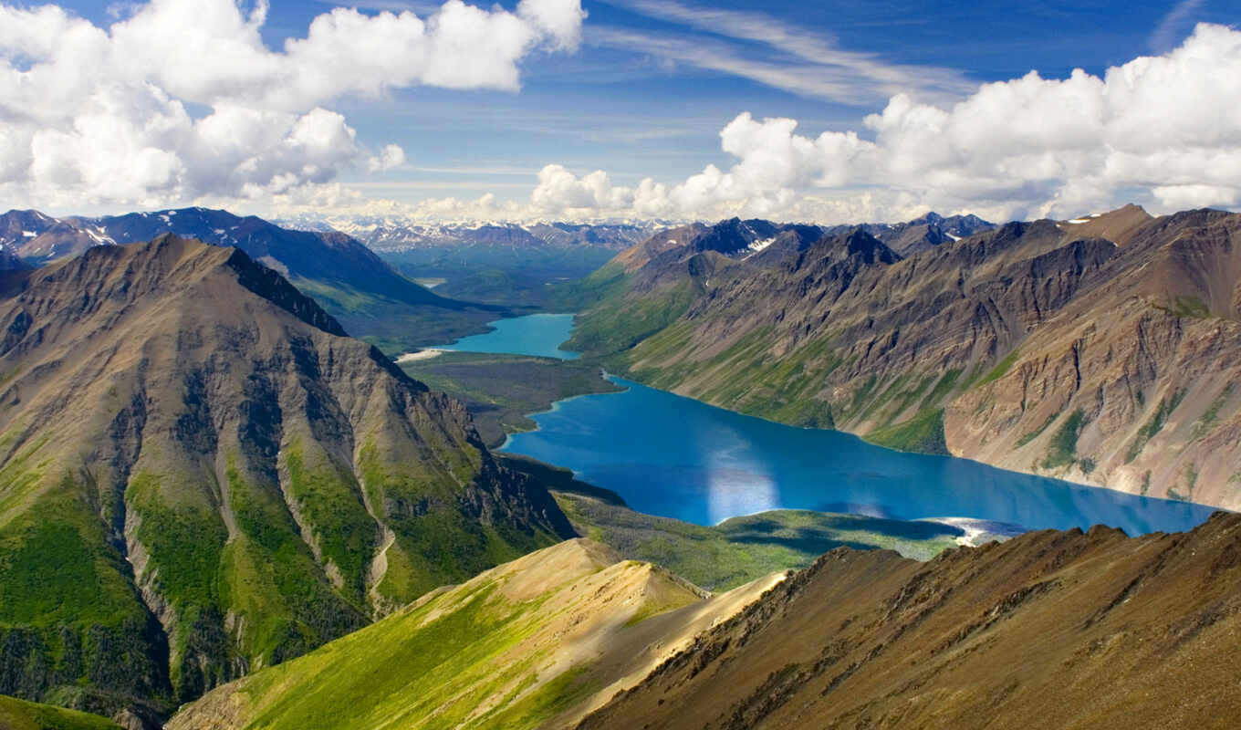 озеро, природа, самые, красивые, планеты, места, канадский, kathleen, yukon, горы