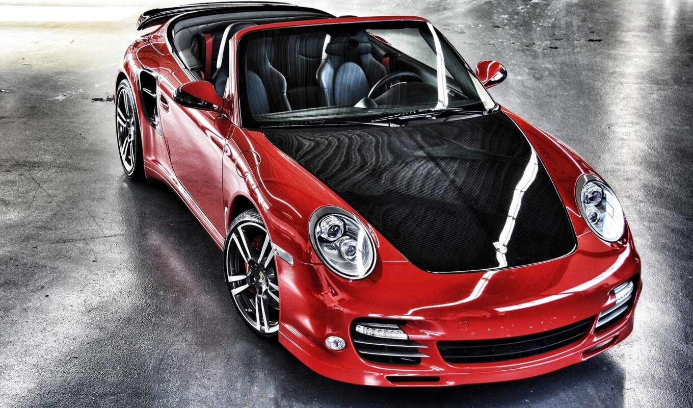 red, cabriolet, Porsche, cars, carbon