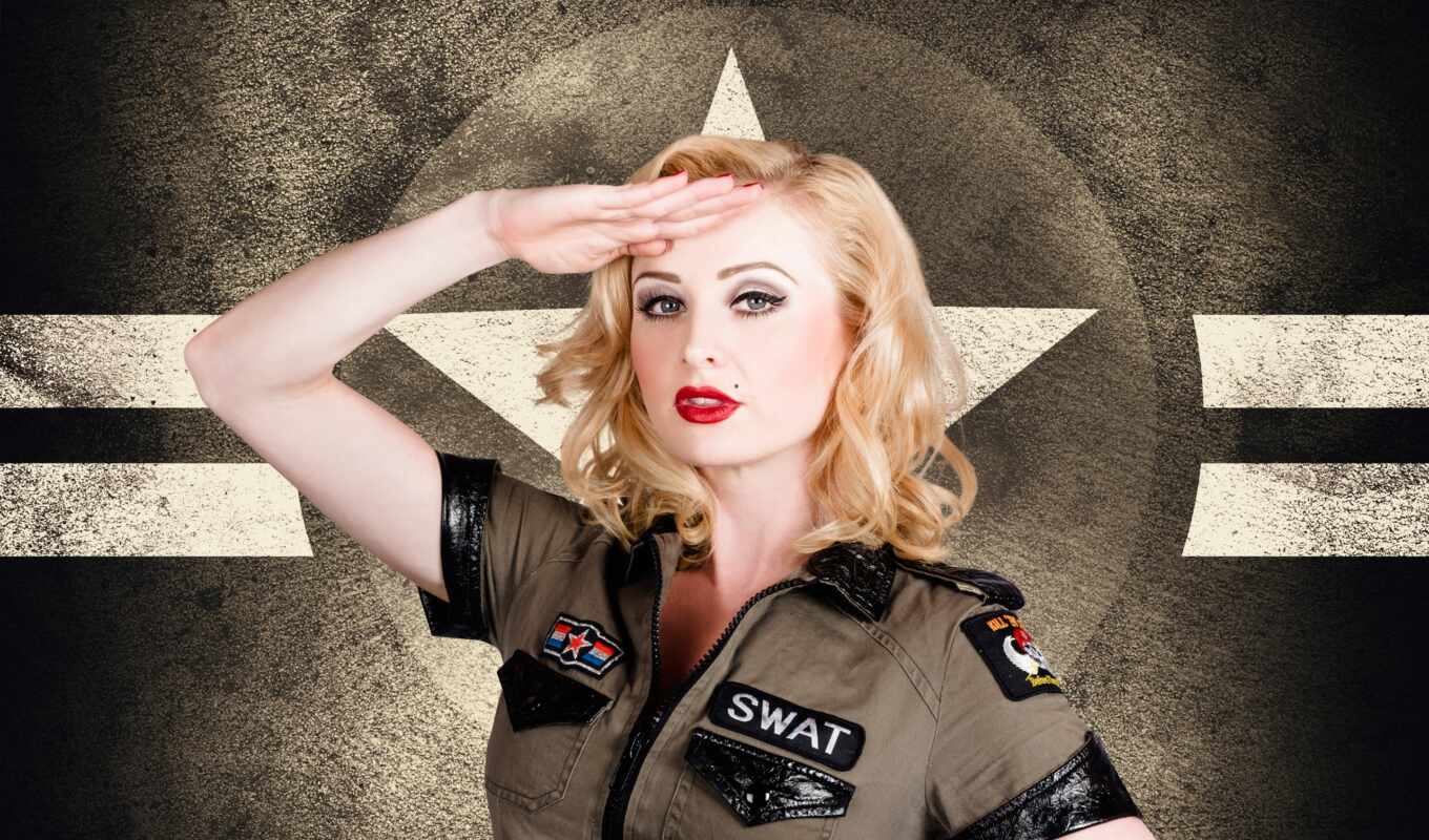girl, retro, style, photos, images, stock, pin, military, badge