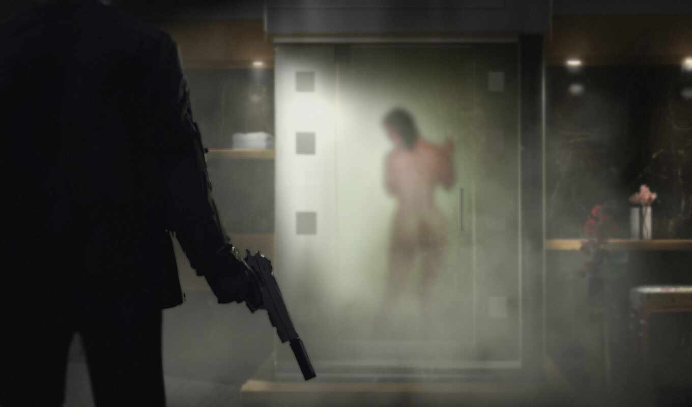 girl, room, weapon, shower, bathroom, agent, hitman, absolution, forty-fourth, silver ball