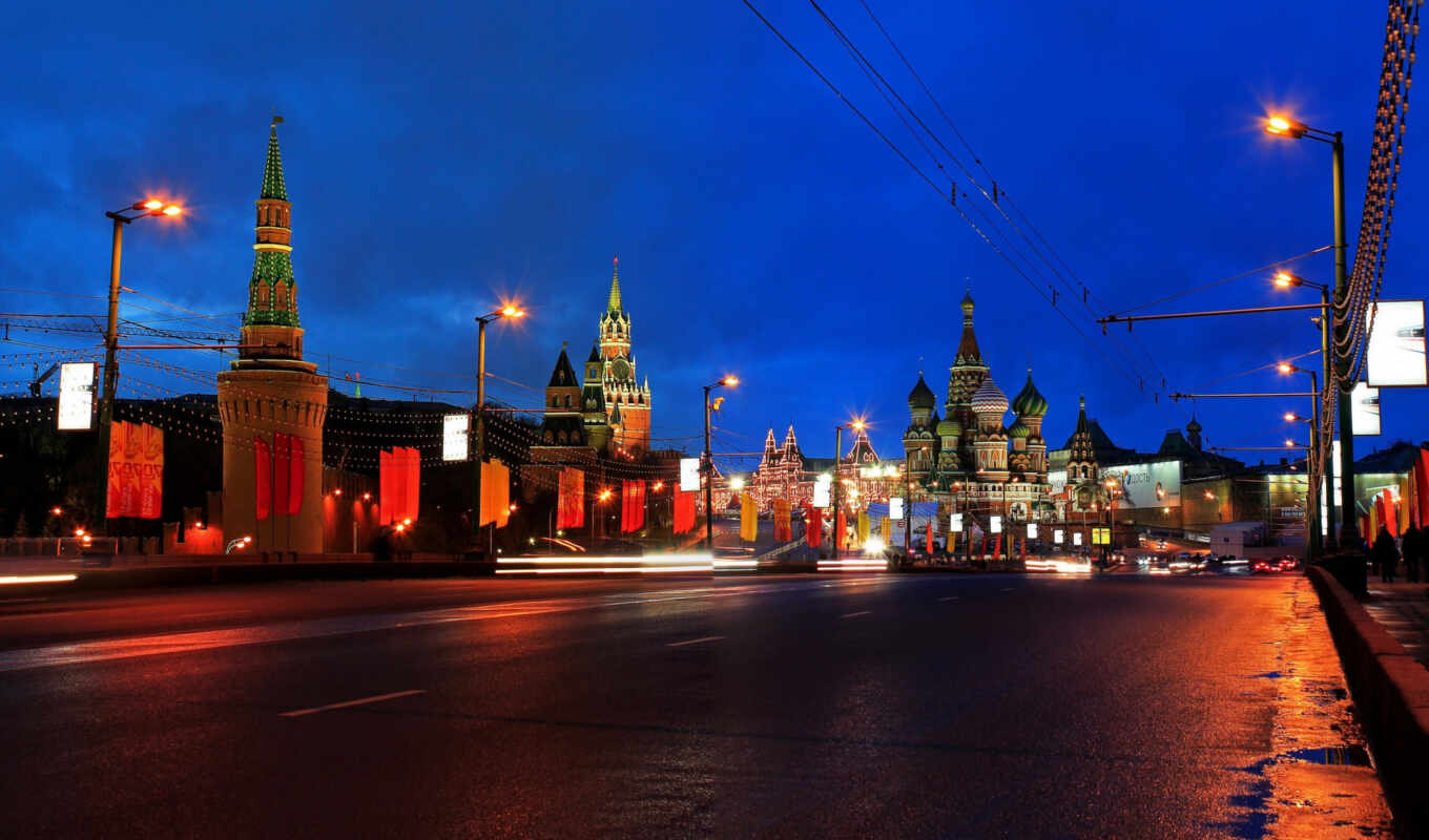 russian, city, night, moscow, roads, capital, big, bridges, moskvoretsky, installed