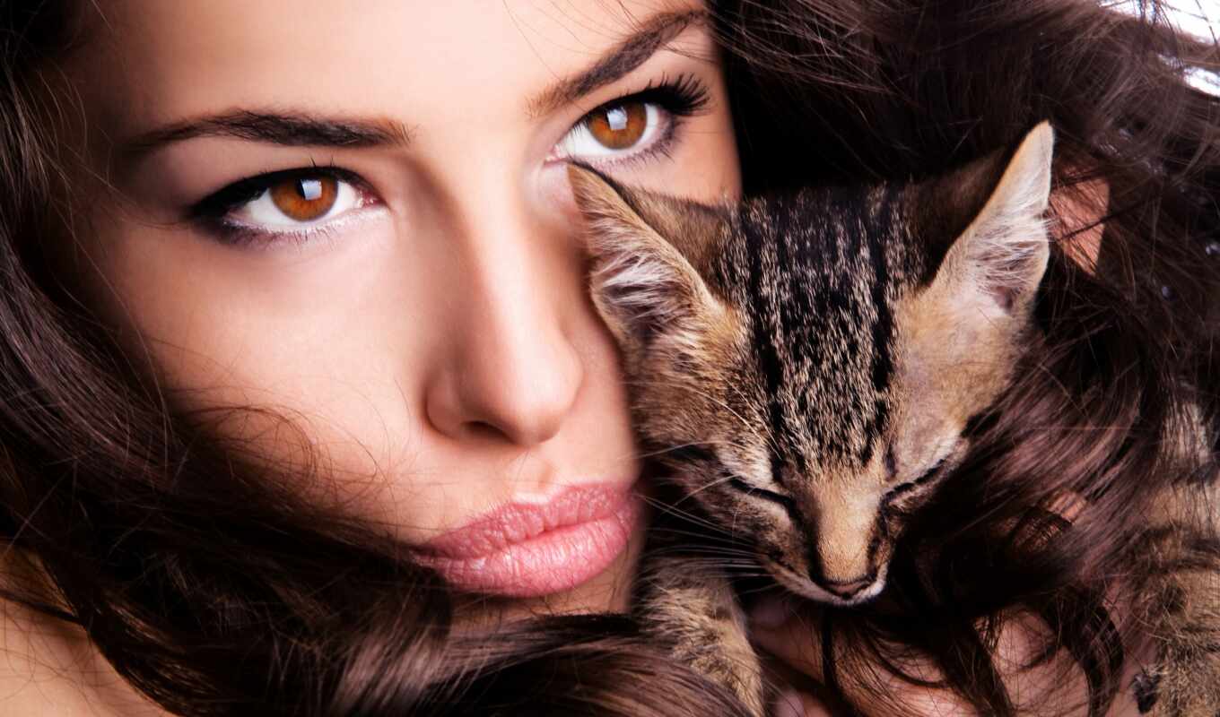 woman, eyes, cat, funart