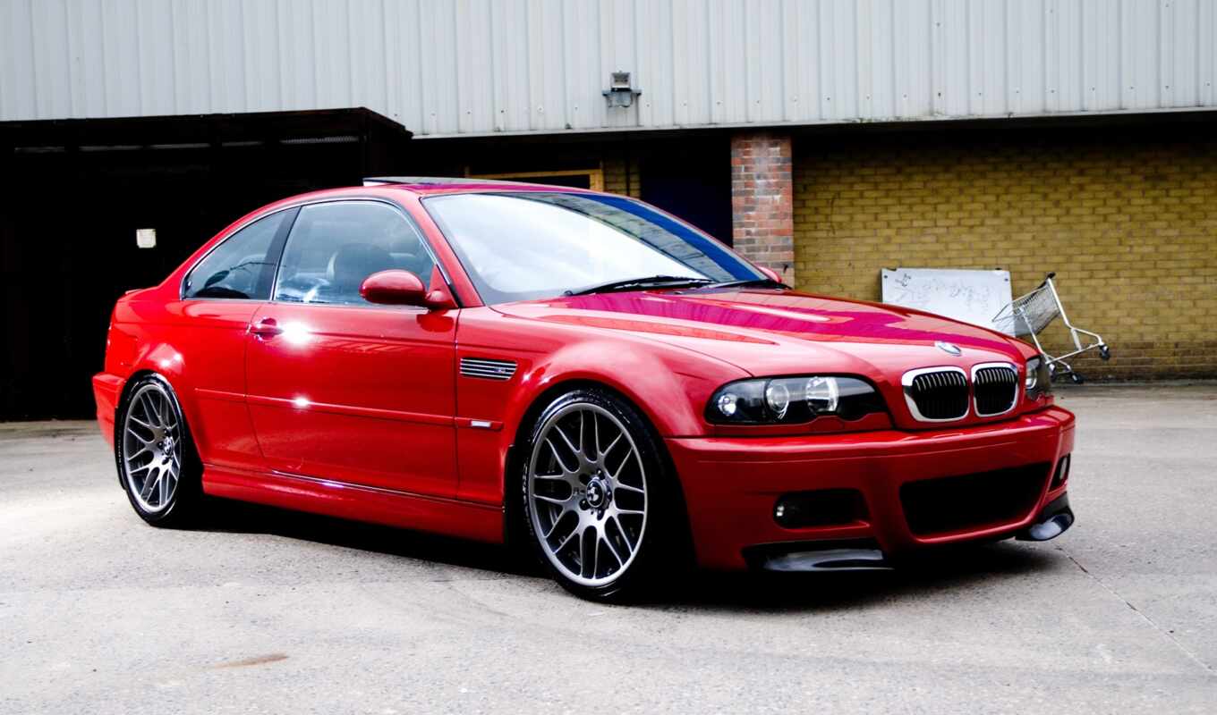 Red, red, building, bmw, coupe, e46, sports, m3