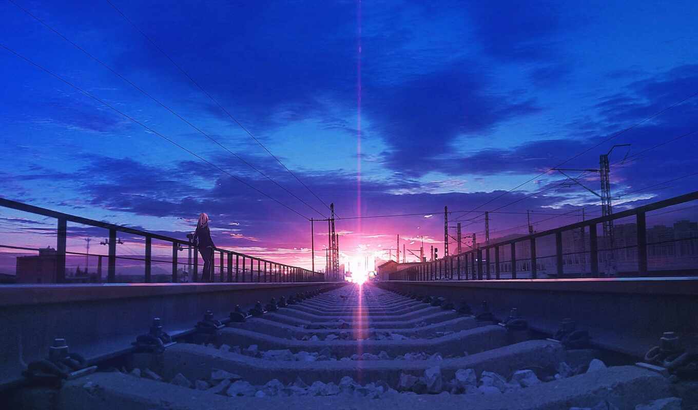 sky, picture, anime, sunset, to find, anim, roof, thous, railroad, gach, lifeline