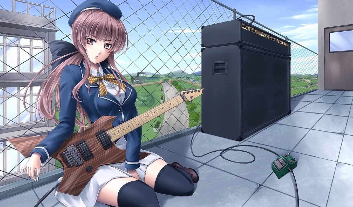 desktop, girl, cool, anime, guitar, electric