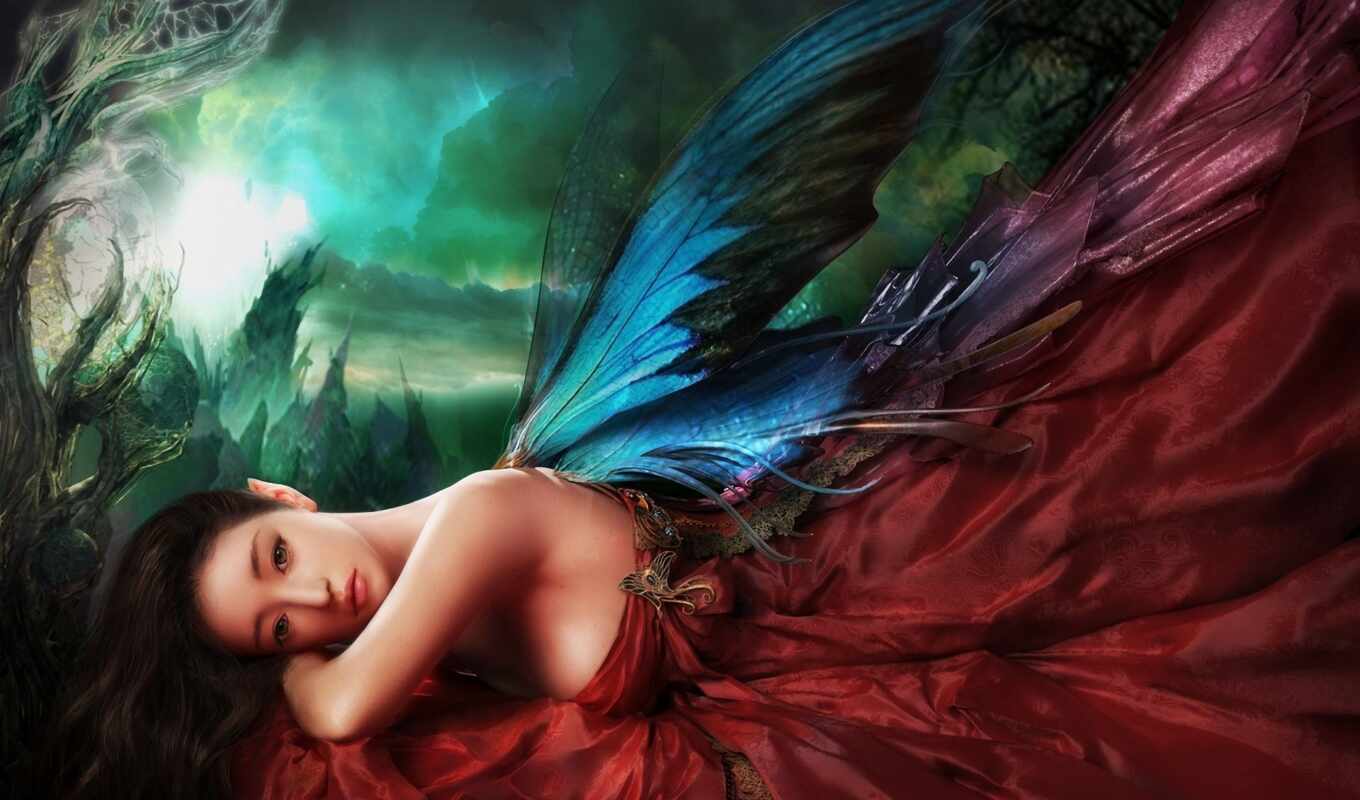 woman, butterfly, female, fantasy, fairy, wing, february, fore