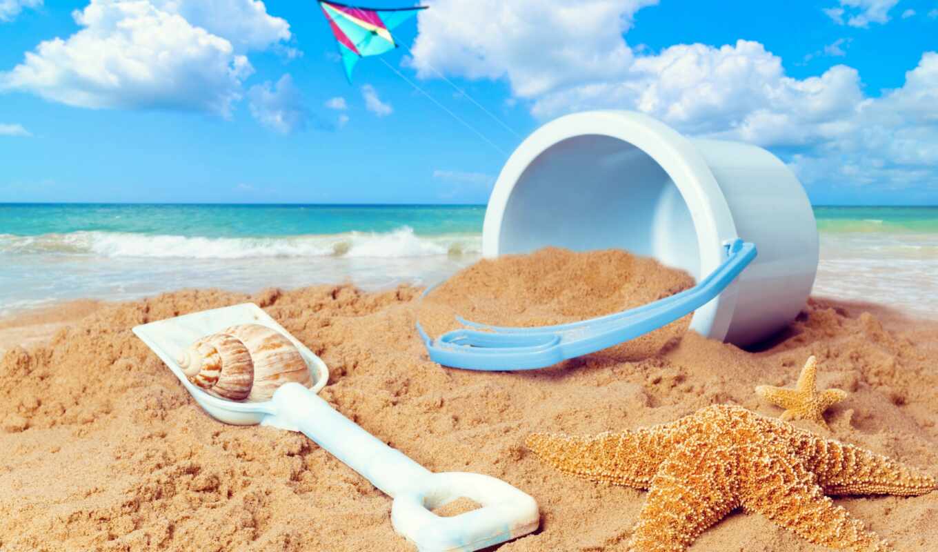 background, beach, sand, stock, ocean, pies, scene, against, bucket