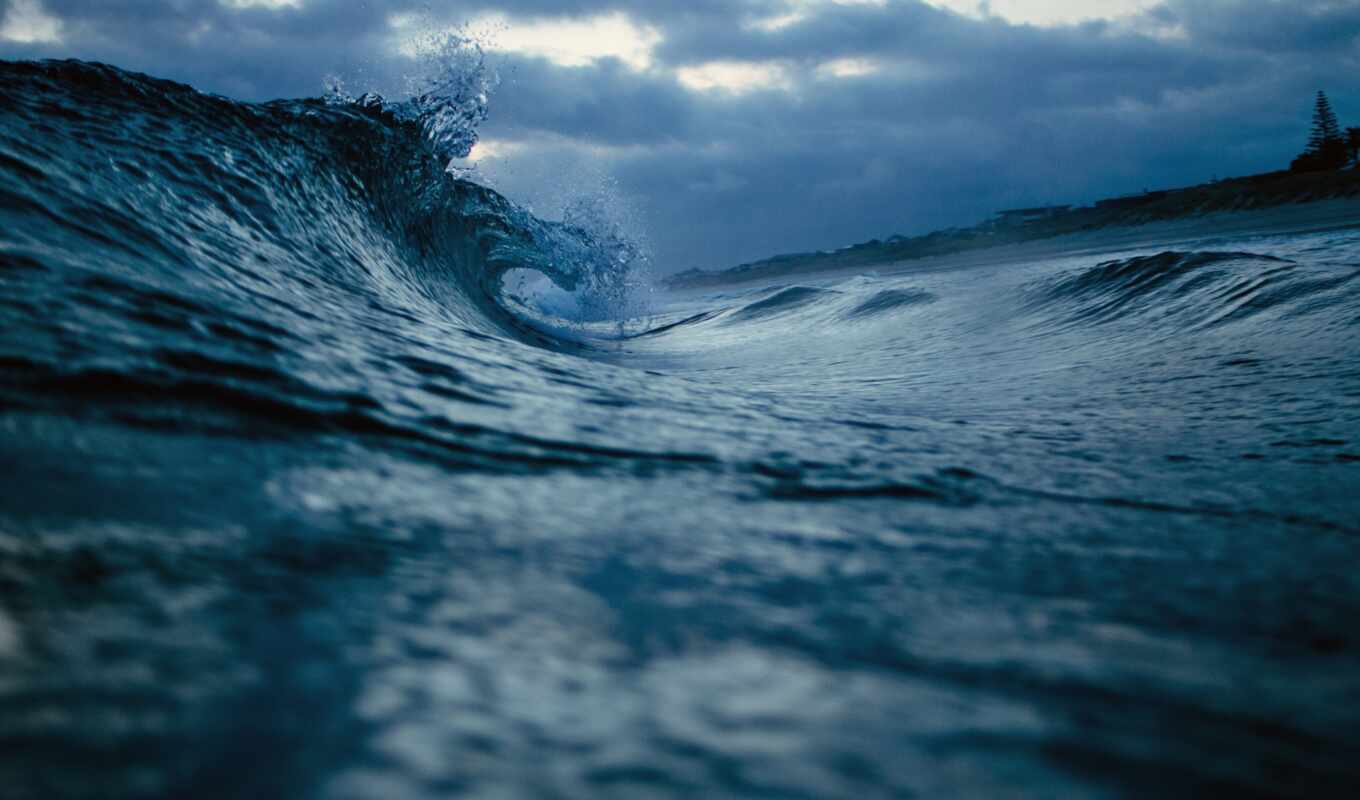 woman, sea, wave