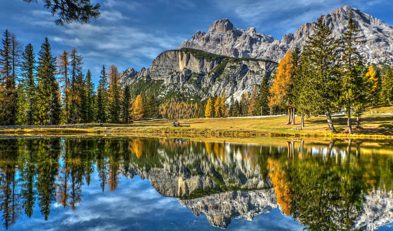 озеро, гора, favorite, также, осень, отражение, italy, upload, awesome, заставка, dolomite