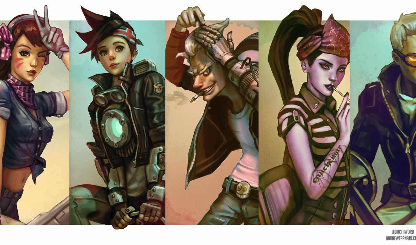 game, five, artwork, personality, photo collage, overwatch
