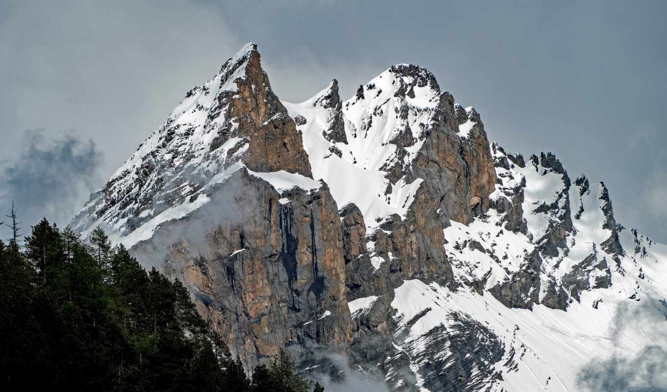 mountain, peak, Switzerland, gorge, snowy, fore