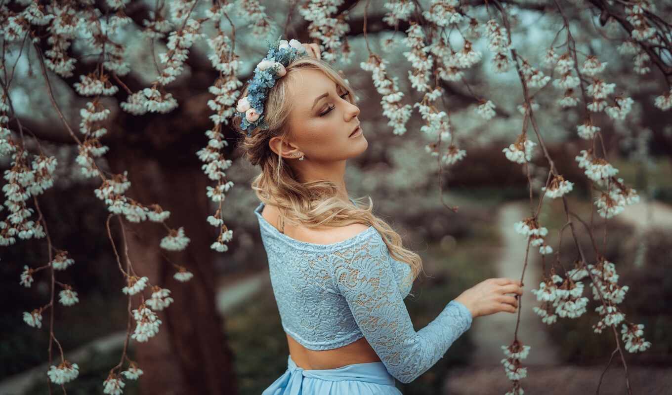 flowers, music, girl, copyright, tree, blonde, spring, discover