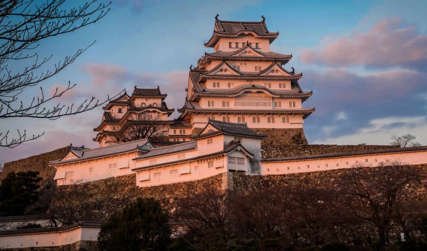 white, castle, heron, Japan, himedz