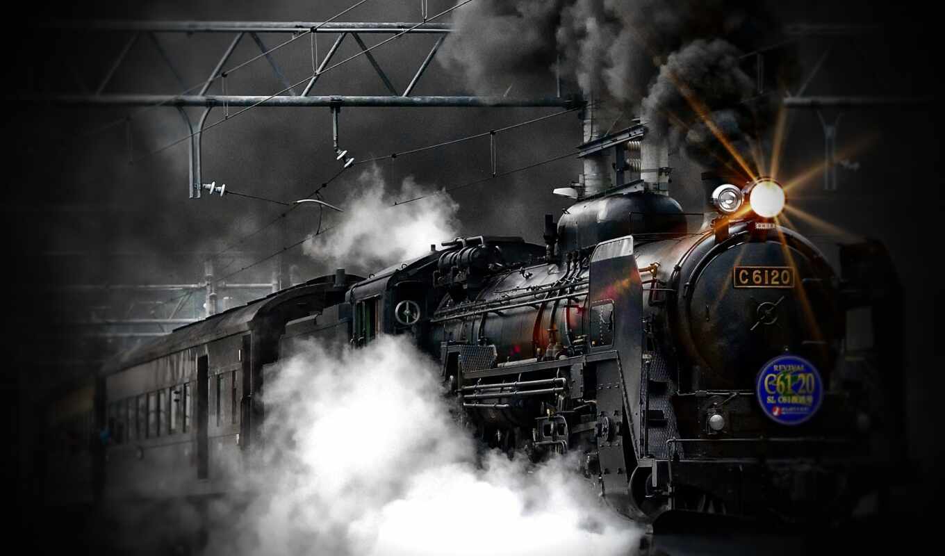 para, motor, del, vapor, tren, locomotor, ferrocarril, vintag, parachoque, pegatina