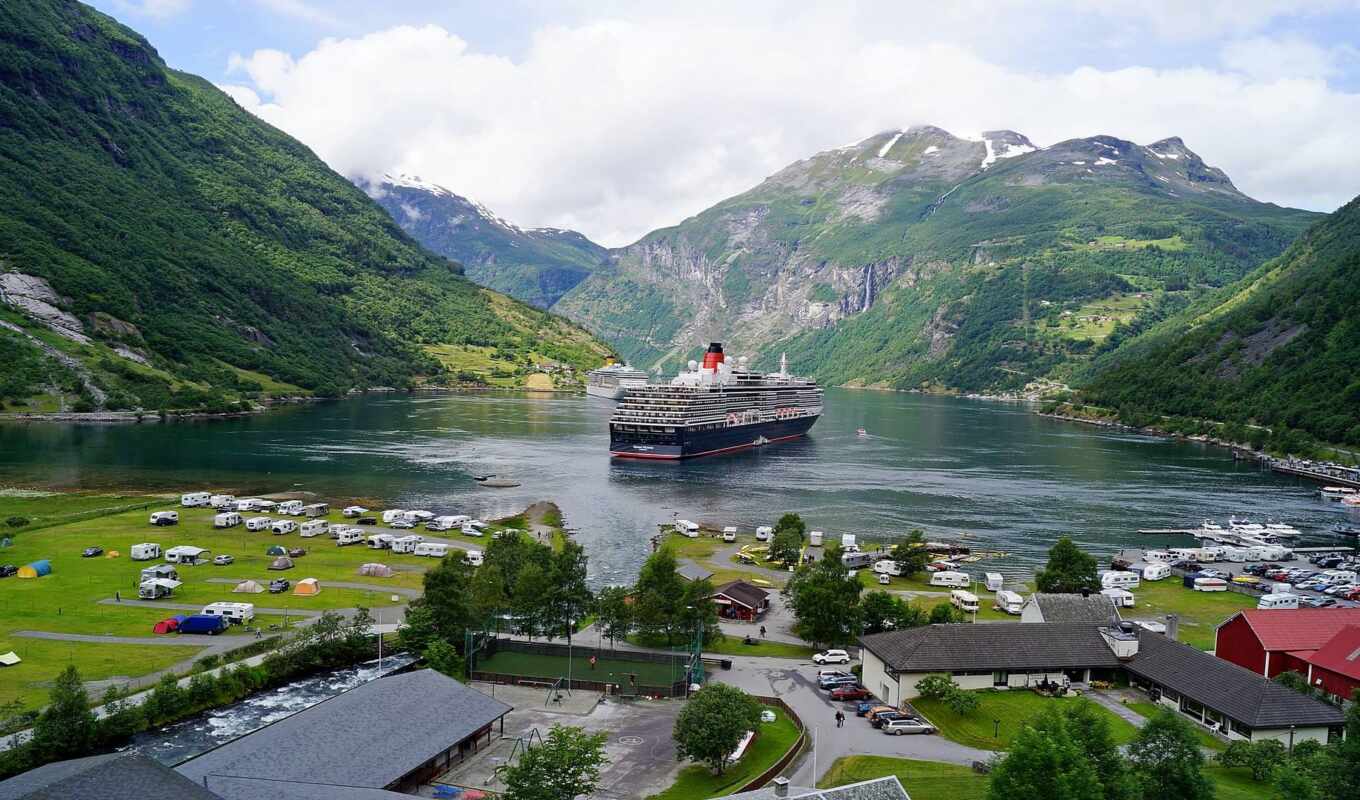 nature, mountain, Norway, fjord, geiranger