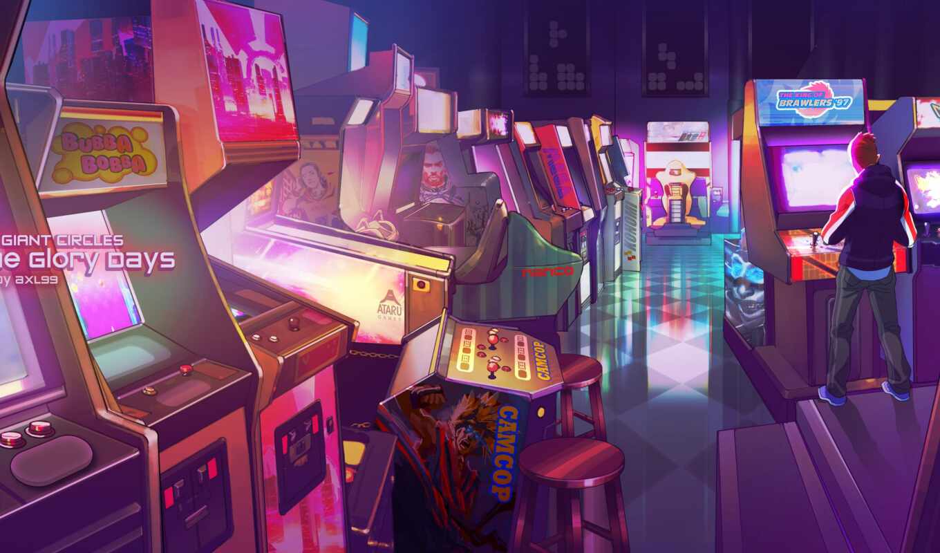 game, purple, arcade, retrowave