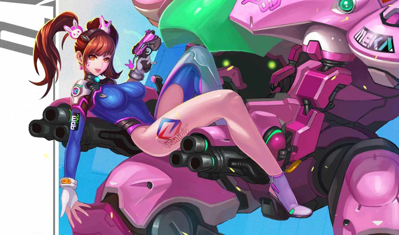 art, girl, game, digital, anime, brunette, see, push, overwatch, to clothe, moon cat