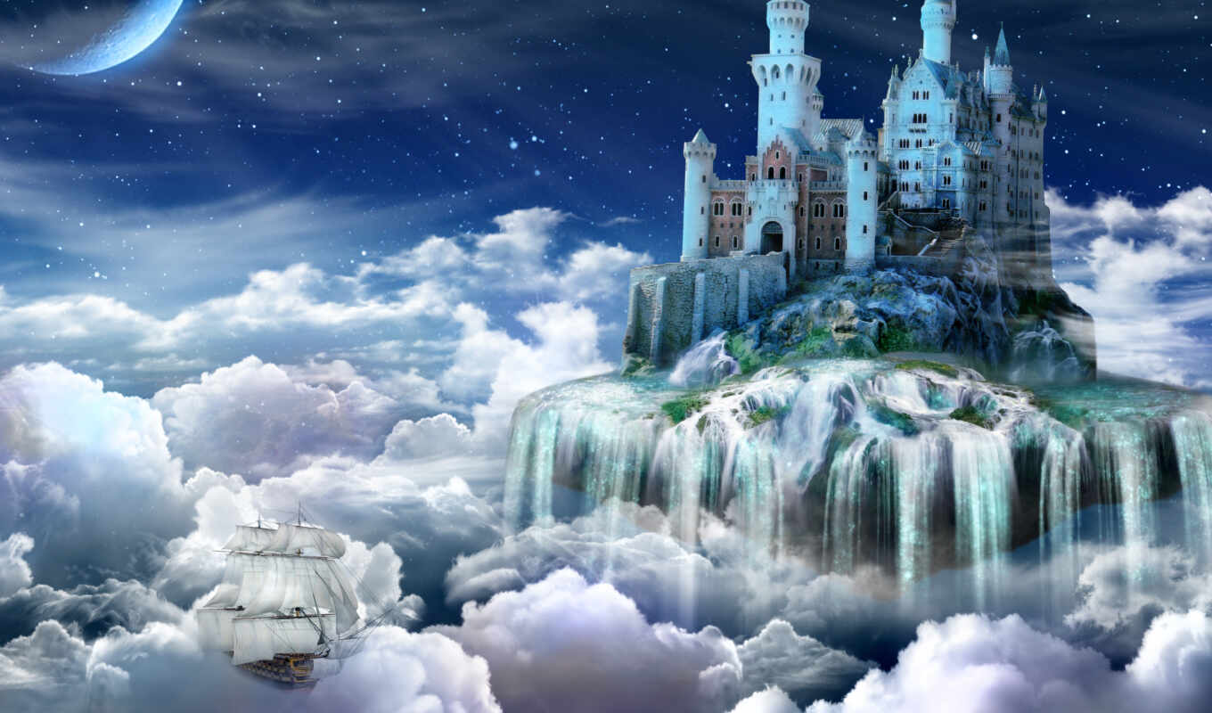 fantasy, skazka, still, cloud, mir, castle