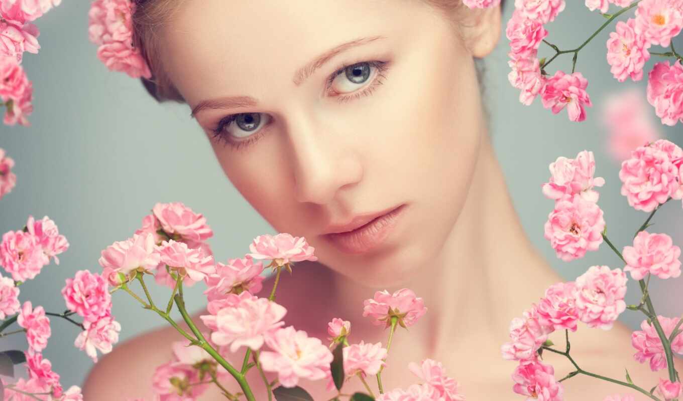 free, woman, eyes, photos, beauty, flowers, stock, pink, spa, young