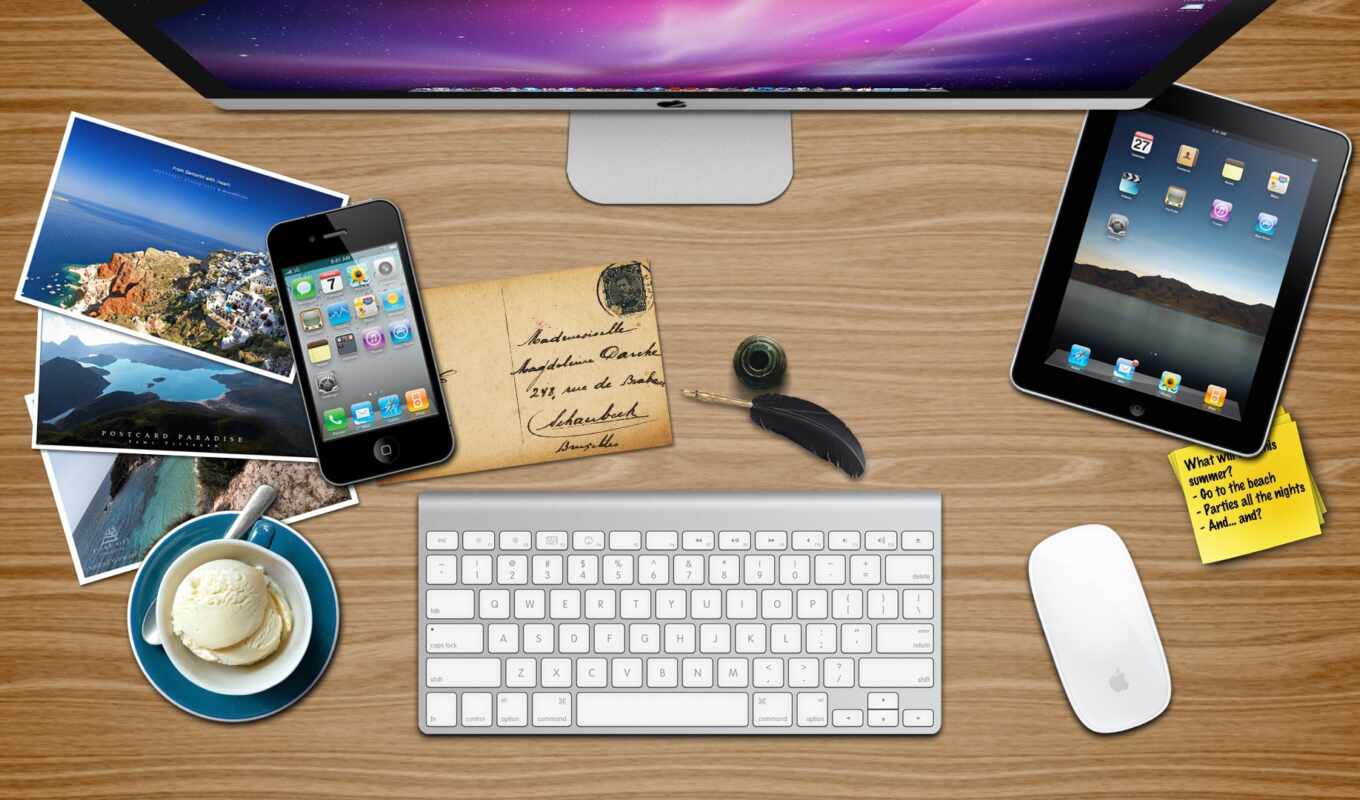 photo, apple, mac, iphone, ipad, ice cream, stylus, dish, spoon, letter