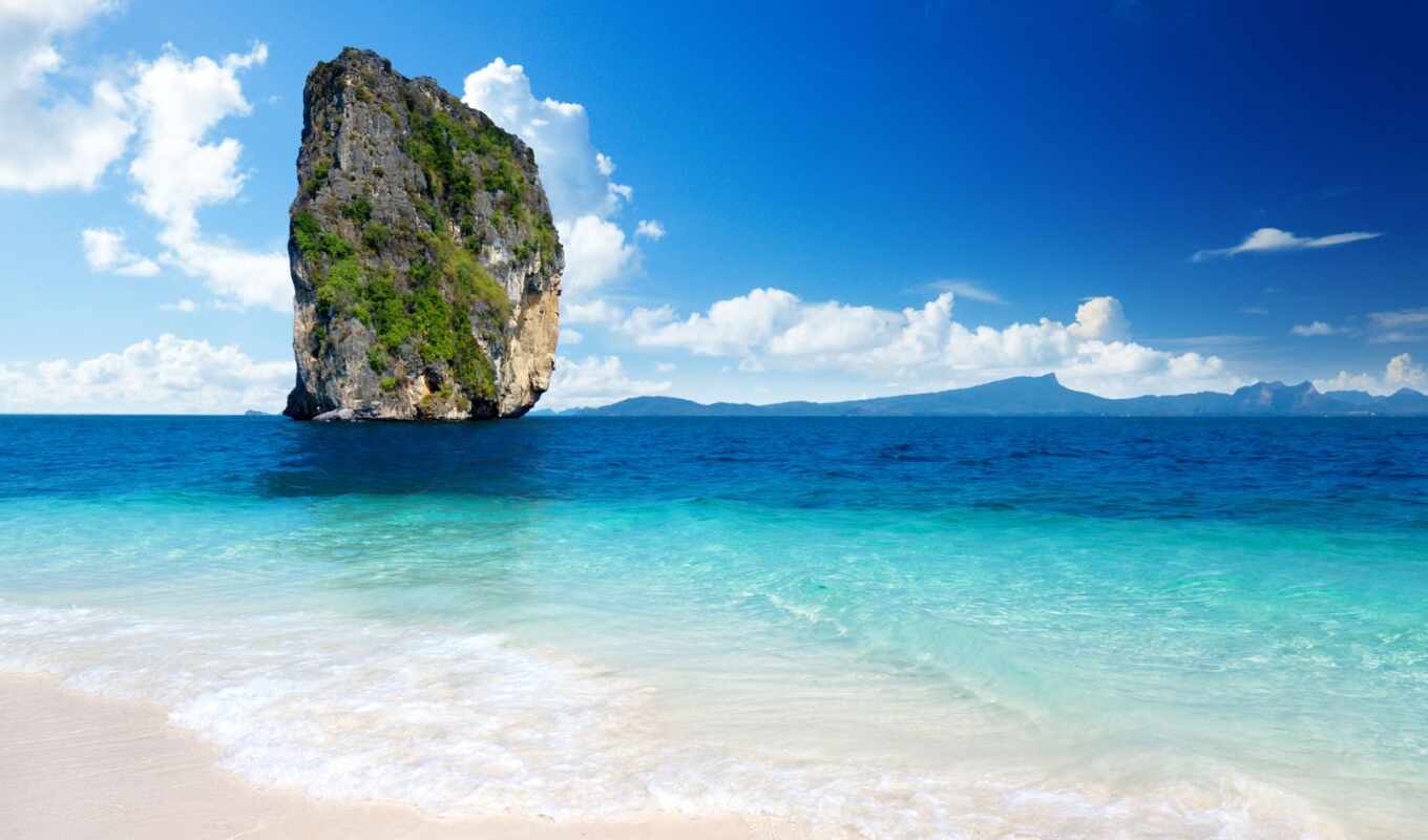 пляж, остров, день, таиланд, путешествия, сторона, пхукет, koh, poda