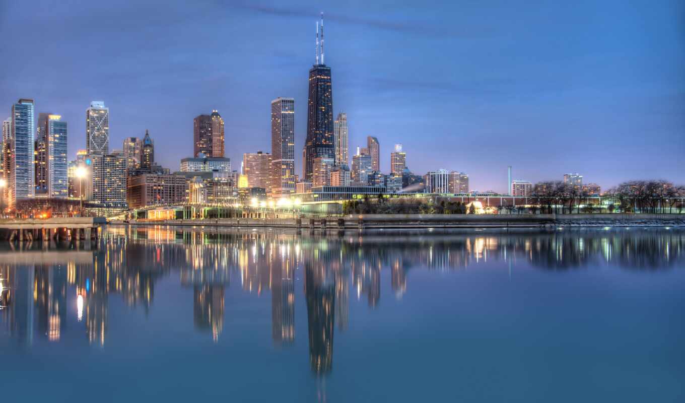 пейзажи -, город, супер, отражение, chicago, городские, панорамы