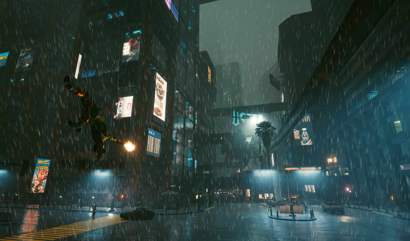 game, дождь, cyberpunk