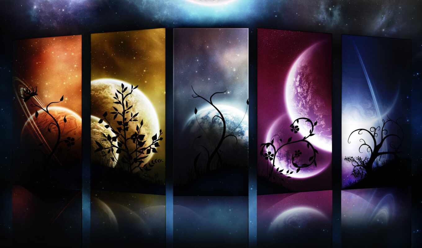 planets, universe, cosmos, backgrounds, photo collage