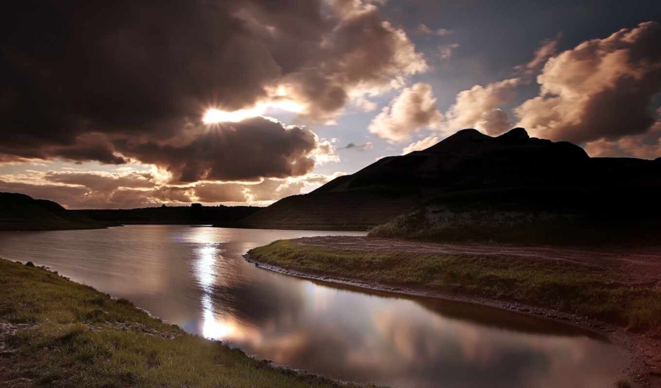 cloud, river, stormy