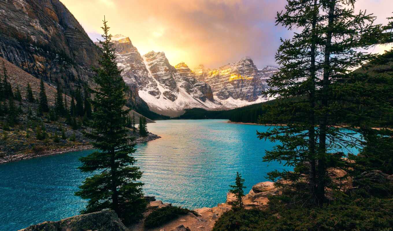 lake, landscape, Canada, park, national, banff