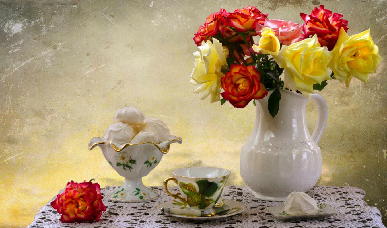 цветы, роза, гуль, чайник, gullar, lucet, keran