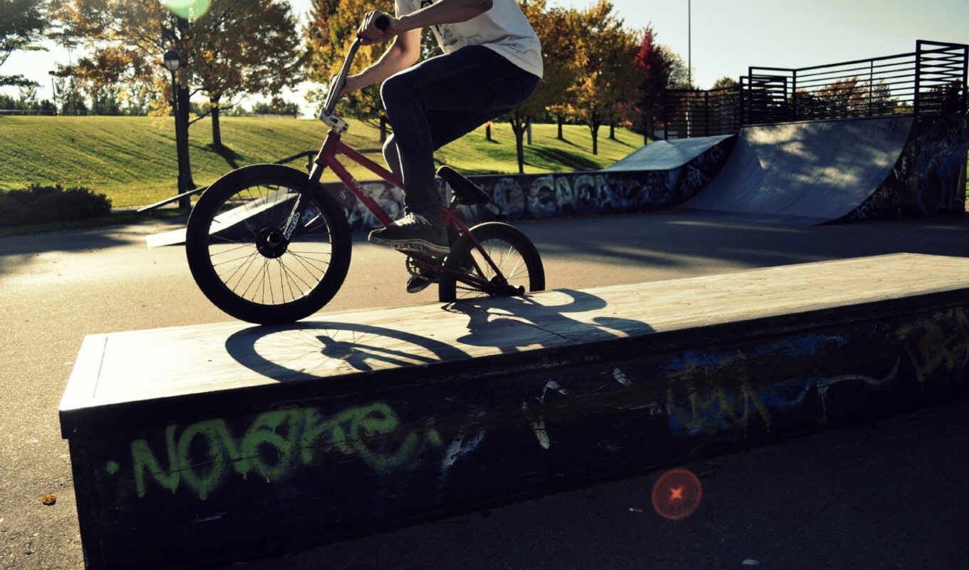 парень, спорт, bike, park, trick, bmx, skateboard