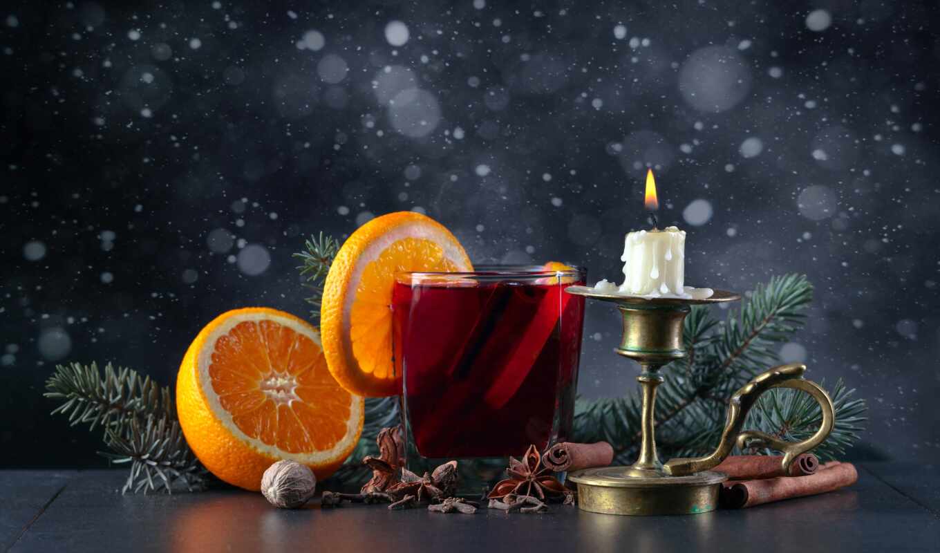 new, winter, year, christmas, orange, holiday, candle, cinnamon, Christmas tree