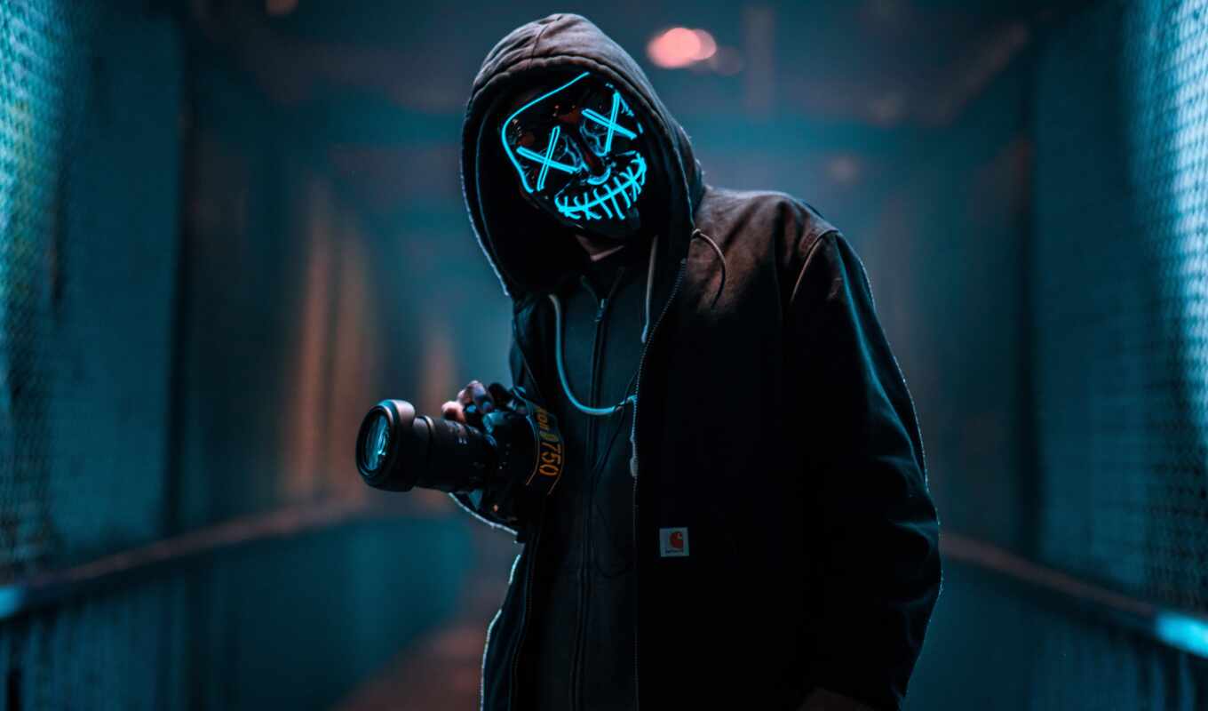 маска, neon, аноним