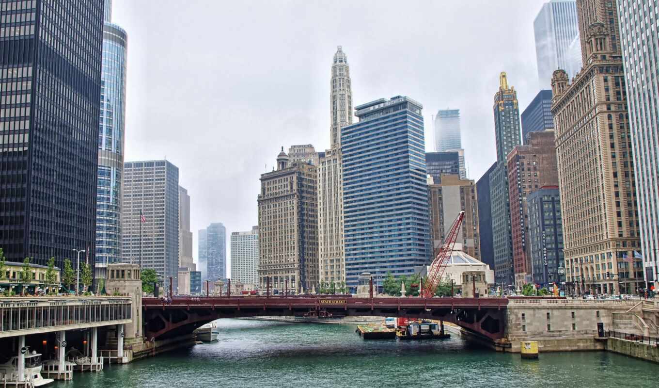 city, chicago, riverwalk