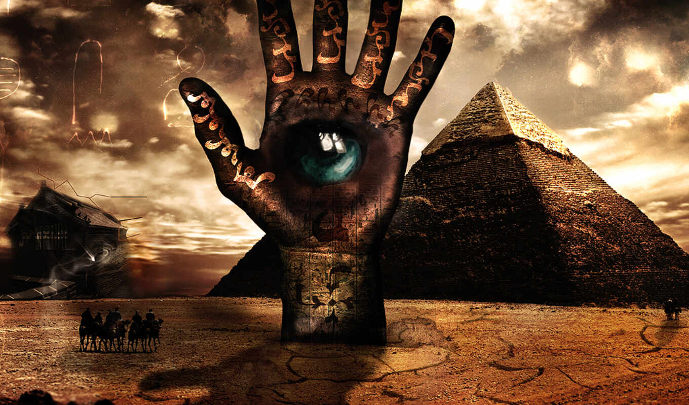 arm, creative, eye, pyramids