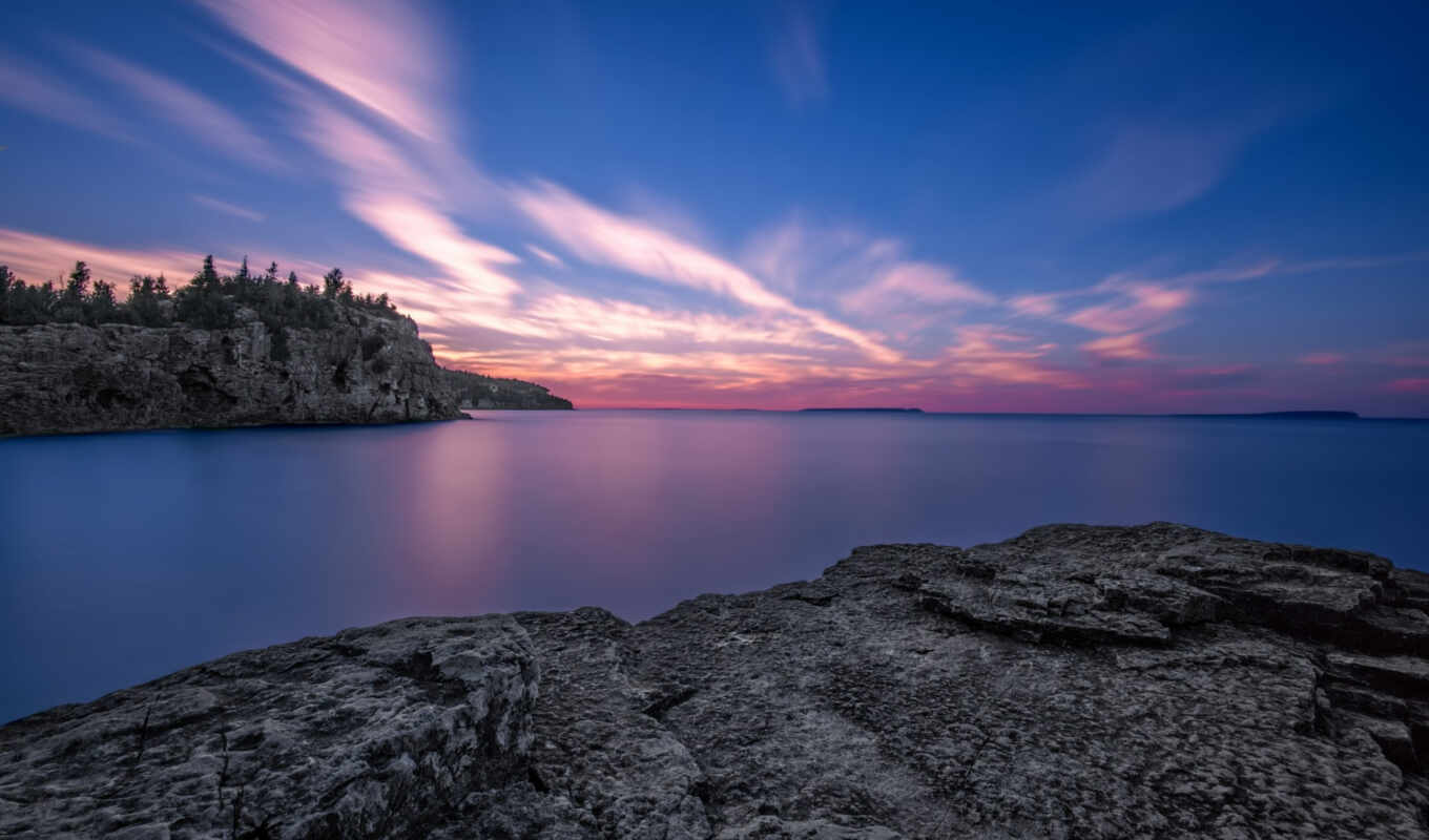 озеро, рассвет, канада, восход, камни, онтарио, flickr