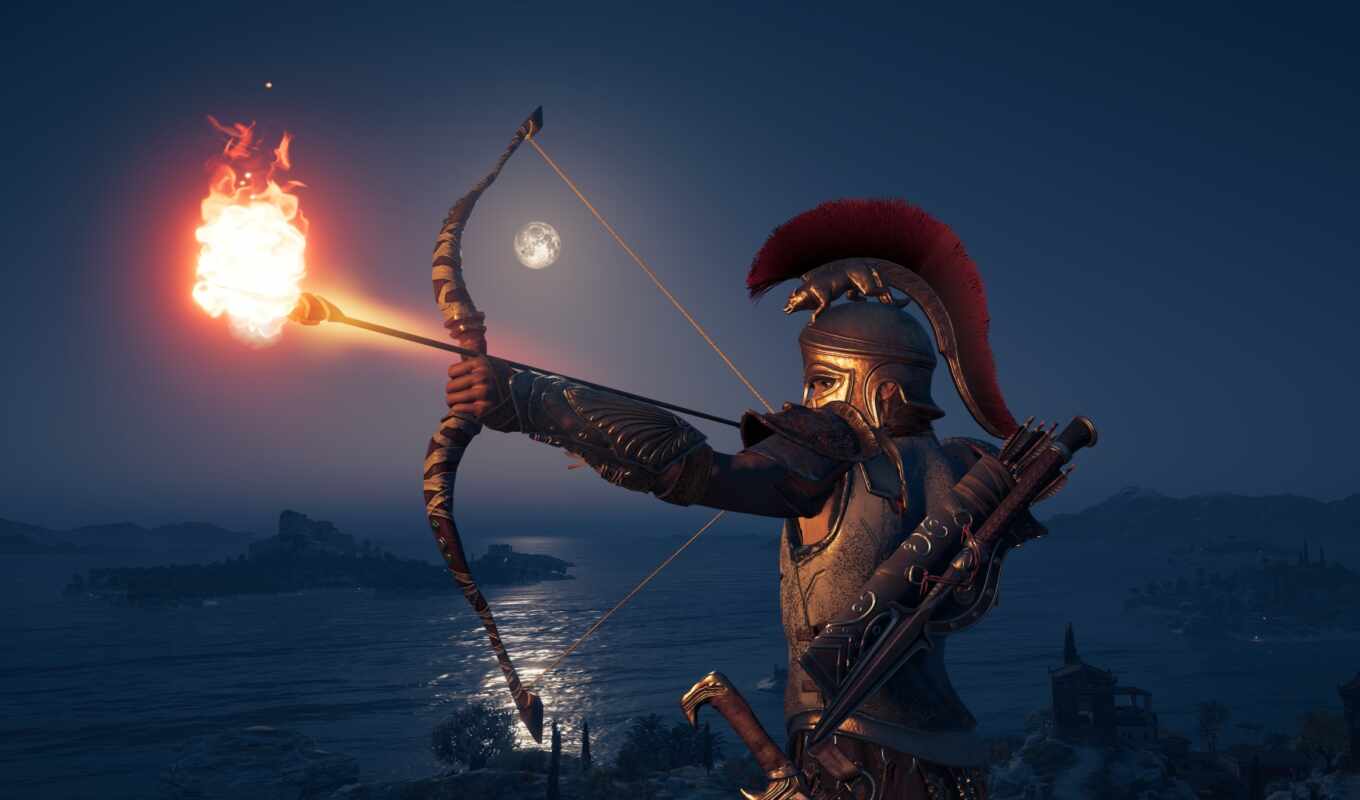 photo, game, background, shooter, weapon, bow, creed, assassin, odyssey, Marcus