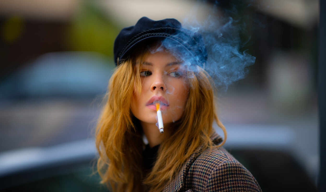 девушка, дым, leather, sexy, сигарета