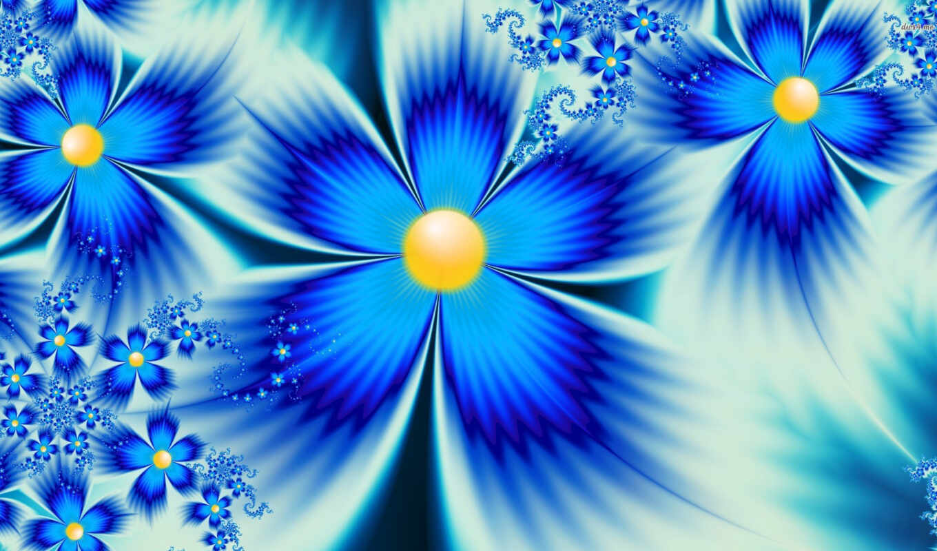 flowers, blue, abstract, fractal, peakpxpage