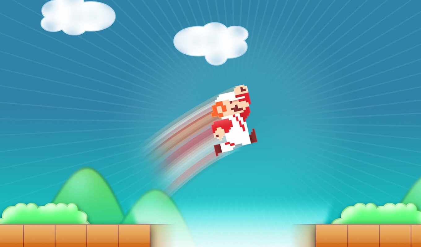 the clouds, jump, Mario
