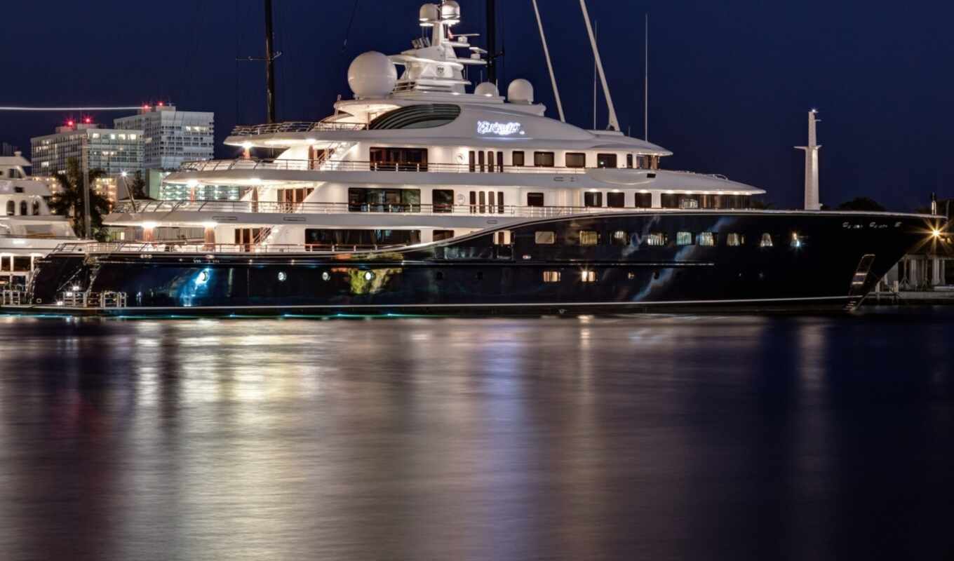 pictures, night, super, yacht, mega, yacht