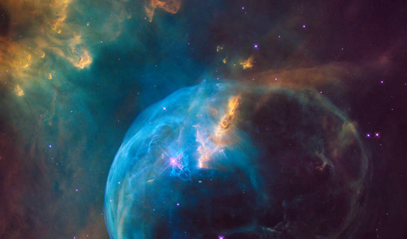 изображение, bubble, свет, далеко, лет, hubble, nebula, ngc, выбросов