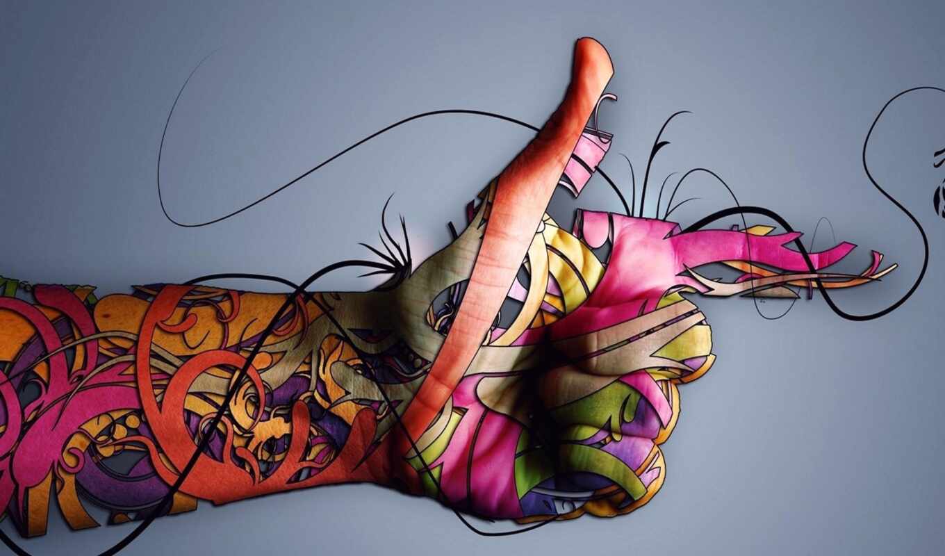 colorful, style, digital, abstract, photo, the, design, tattoo, fantastic, Wallpaper, to return, hand, bunte, manipulation, creativity, kreativität, arm