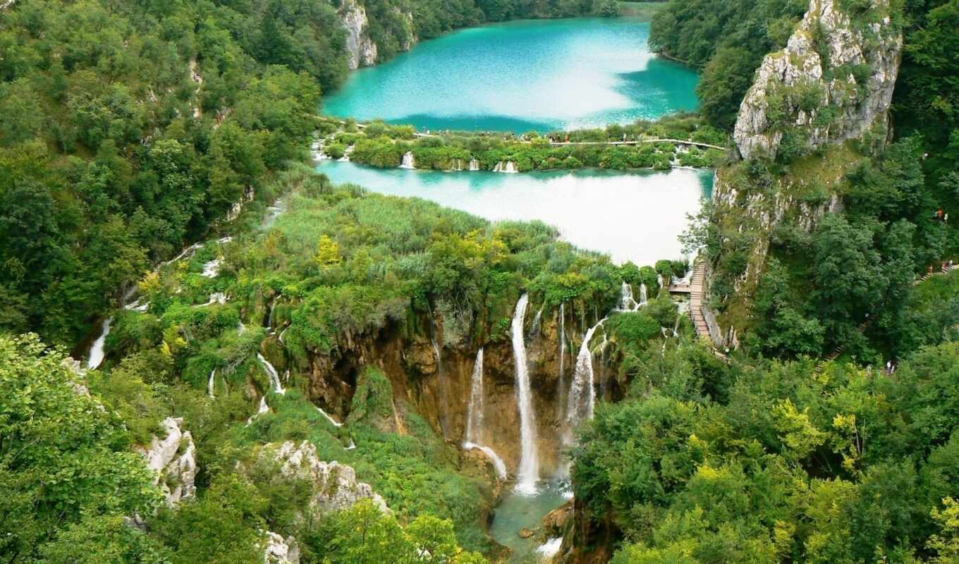 озеро, водопад, national, хорватия, oir
