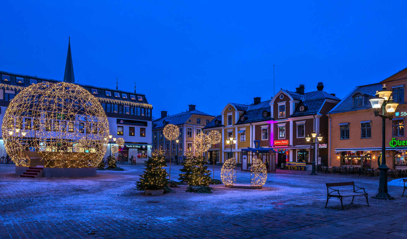 house, home, city, night, building, lights, christmas, sweden, lantern